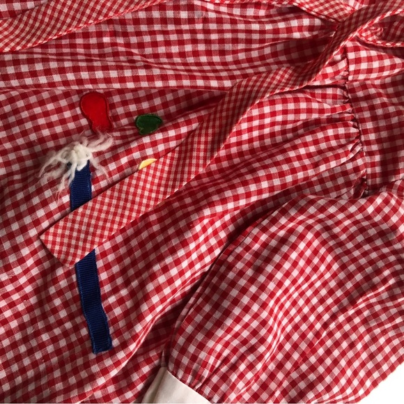 Vintage Red Gingham Baby Dress with Embroidery - Picture 3 of 7